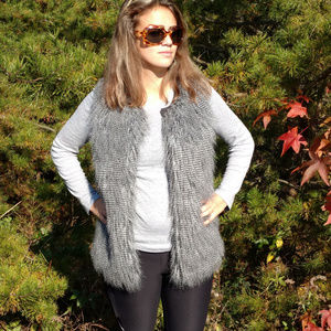 EVEN Grey Faux Fur Sweater Vest Medium
